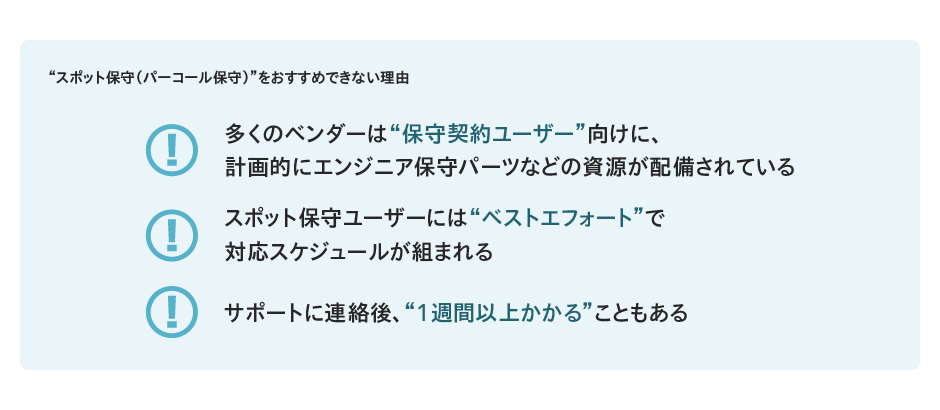 “スポット保守（パーコール保守）”をおすすめできない理由